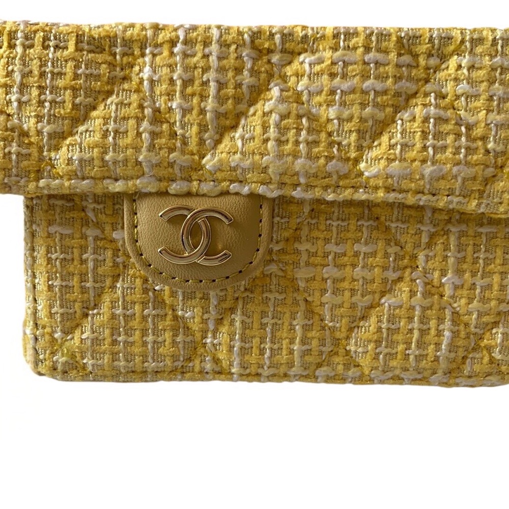 📲CHANEL Style Multicolor Tweed iPhone 13 Pro-Max with Gold Accent 📲 - Picture 4 of 7